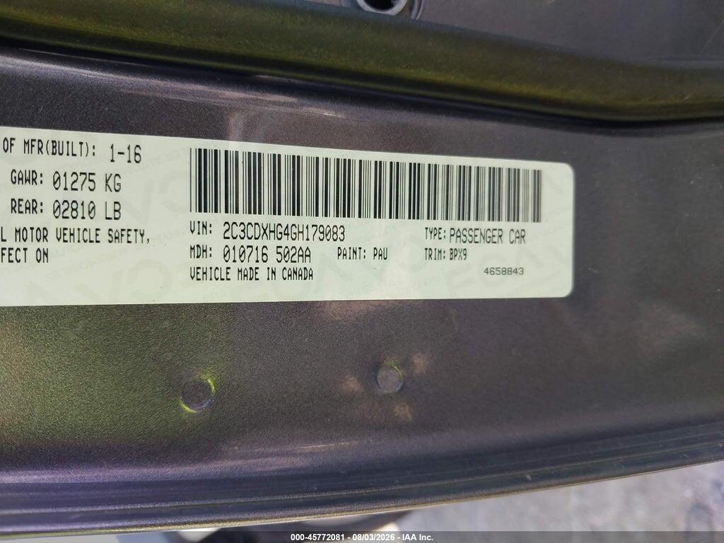 2C3CDXHG4GH179083 2016 DODGE CHARGER photo no. 9