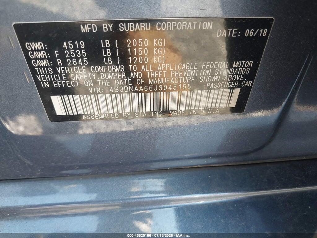 4S3BNAA66J3045155 2018 SUBARU LEGACY photo no. 9
