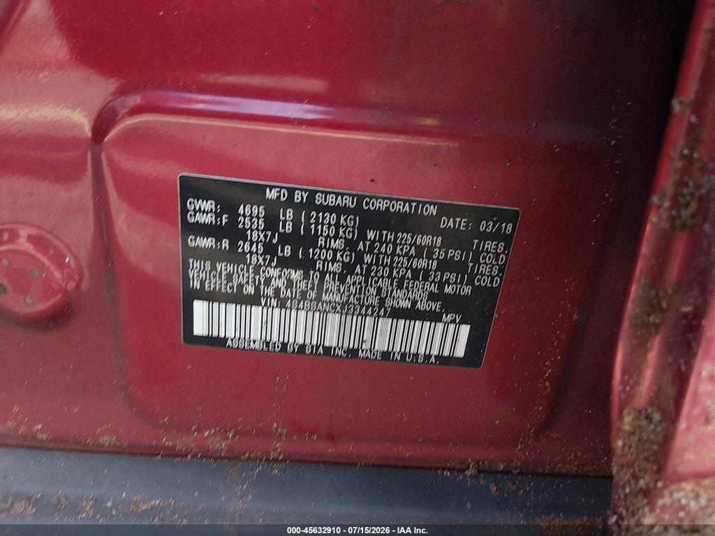 4S4BSANCXJ3344247 2018 SUBARU OUTBACK photo no. 9