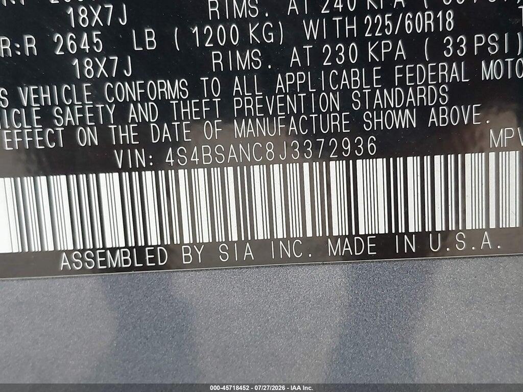 4S4BSANC8J3372936 2018 SUBARU OUTBACK photo no. 9