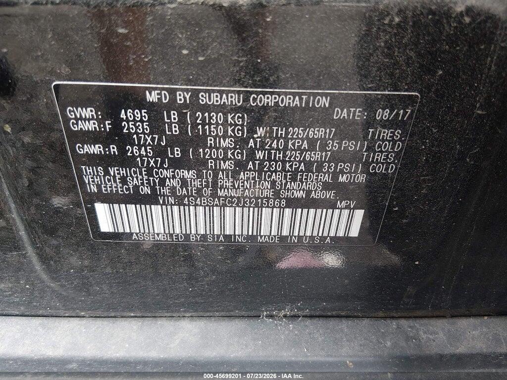 4S4BSAFC2J3215868 2018 SUBARU OUTBACK photo no. 9