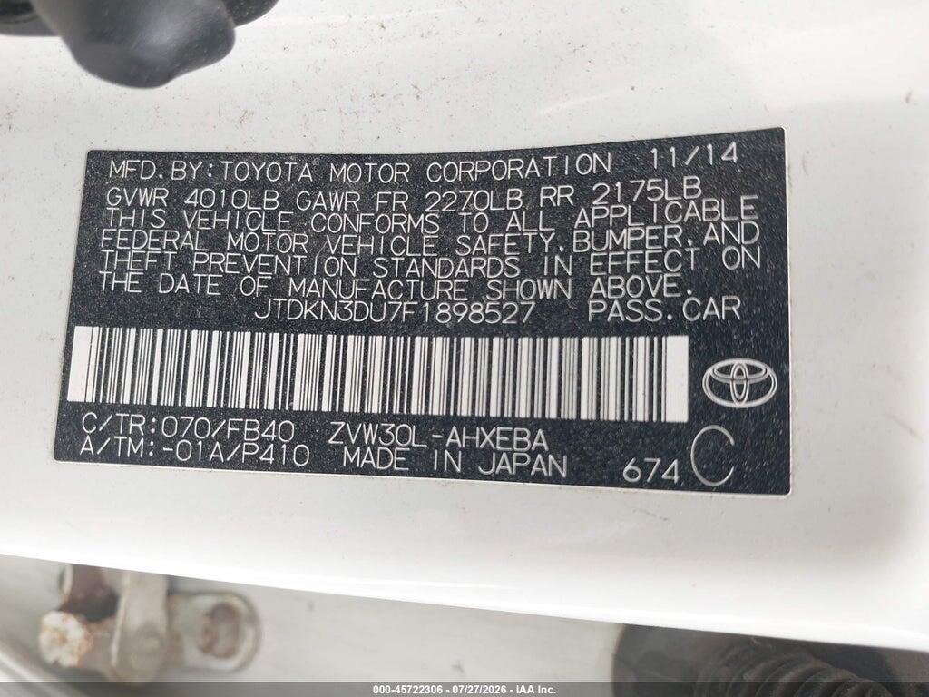 JTDKN3DU7F1898527 2015 TOYOTA PRIUS photo no. 9