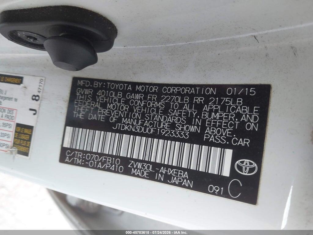 JTDKN3DU0F1923333 2015 TOYOTA PRIUS photo no. 9