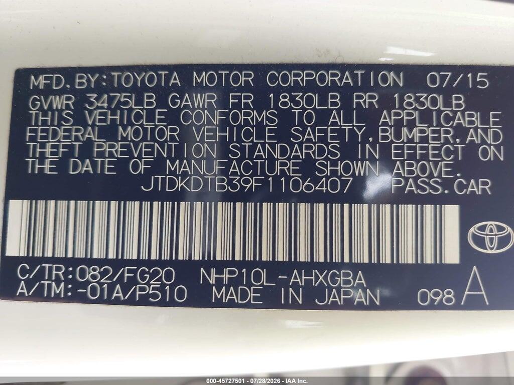 JTDKDTB39F1106407 2015 TOYOTA PRIUS C photo no. 9