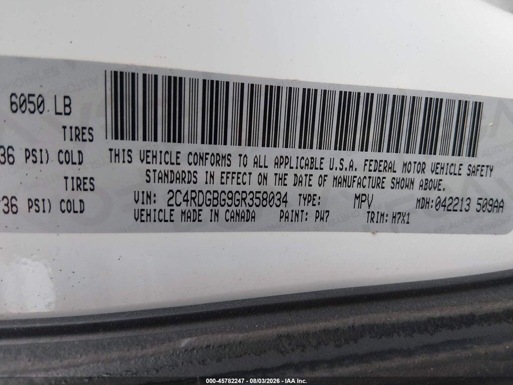 2C4RDGBG9GR358034 2016 DODGE GRAND CARAVAN photo no. 9