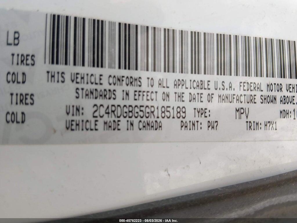 2C4RDGBG5GR185189 2016 DODGE GRAND CARAVAN photo no. 9