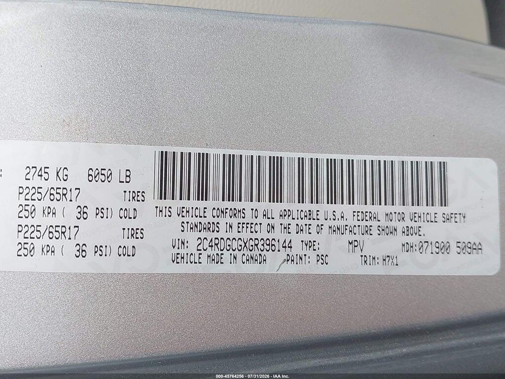 2C4RDGCGXGR396144 2016 DODGE GRAND CARAVAN photo no. 9