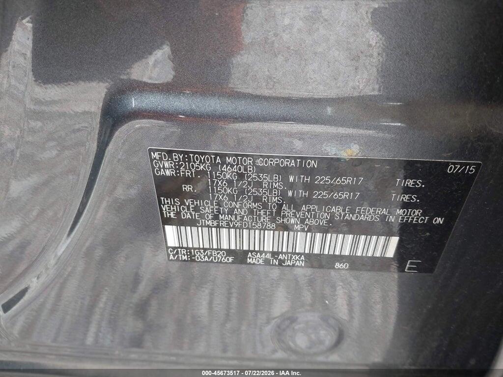 JTMBFREV9FD158788 2015 TOYOTA RAV4 photo no. 9