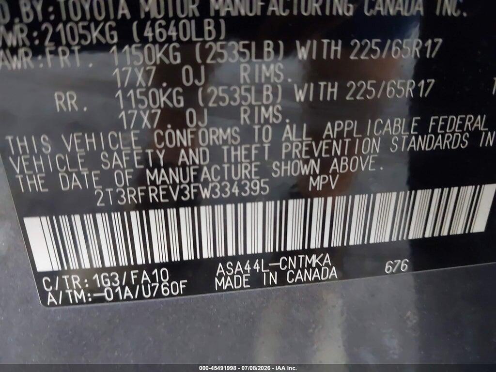 2T3RFREV3FW334395 2015 TOYOTA RAV4 photo no. 9