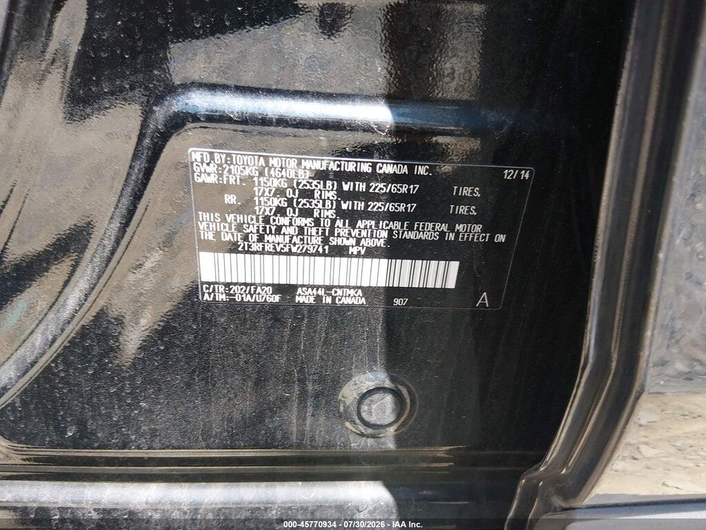 2T3RFREV5FW279741 2015 TOYOTA RAV4 photo no. 9