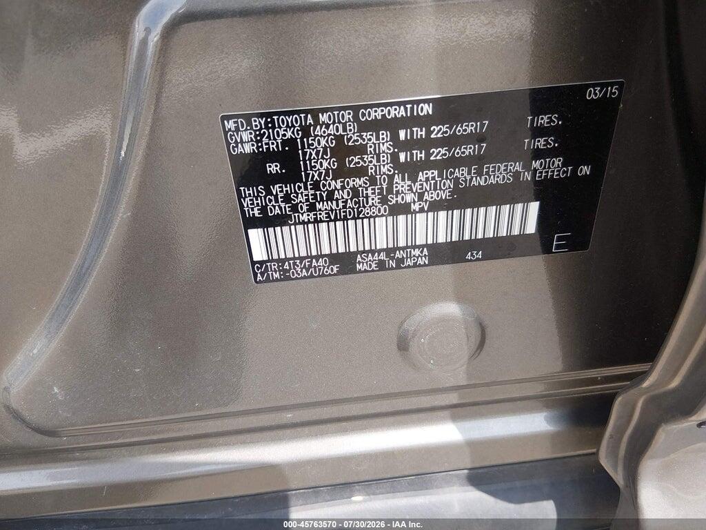 JTMRFREV1FD128800 2015 TOYOTA RAV4 photo no. 9
