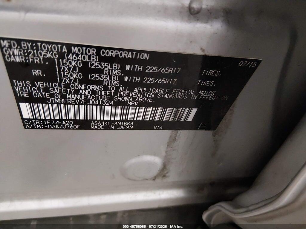 JTMRFREV7FJ041324 2015 TOYOTA RAV4 photo no. 9