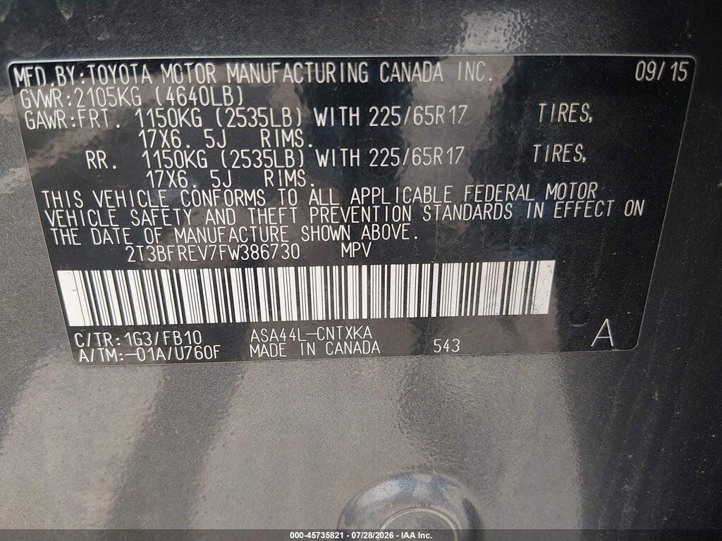 2T3BFREV7FW386730 2015 TOYOTA RAV4 photo no. 9