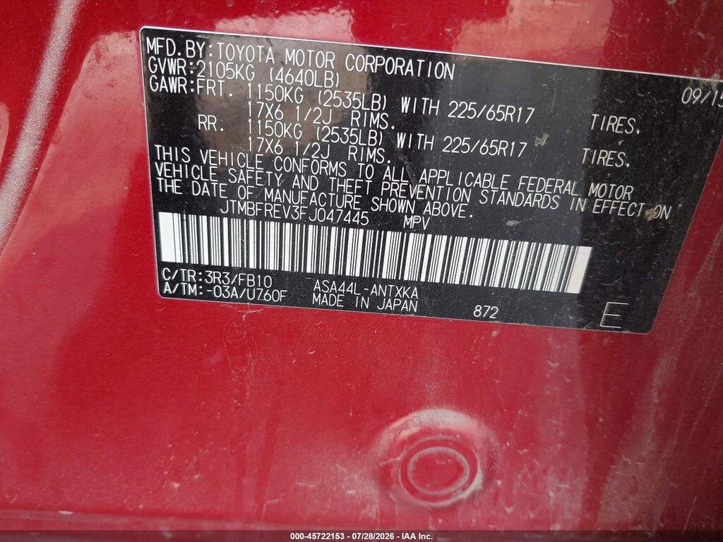 JTMBFREV3FJ047445 2015 TOYOTA RAV4 photo no. 9
