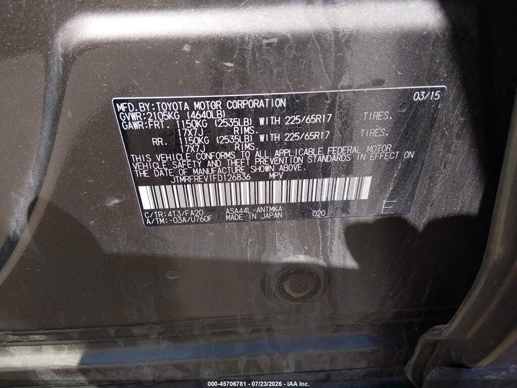 JTMRFREV1FD126836 2015 TOYOTA RAV4 photo no. 9