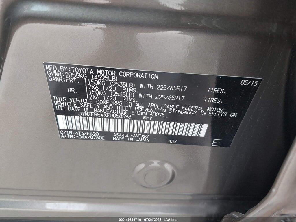 JTMZFREVXFD058598 2015 TOYOTA RAV4 photo no. 9