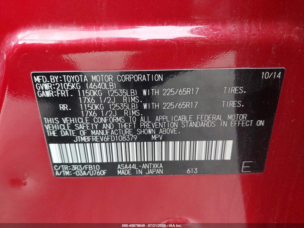 JTMBFREV6FD108379 2015 TOYOTA RAV4 photo no. 9