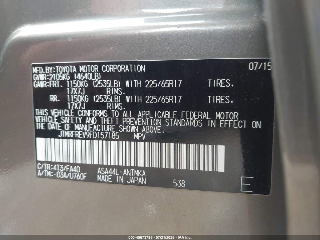 JTMRFREV9FD157185 2015 TOYOTA RAV4 photo no. 9