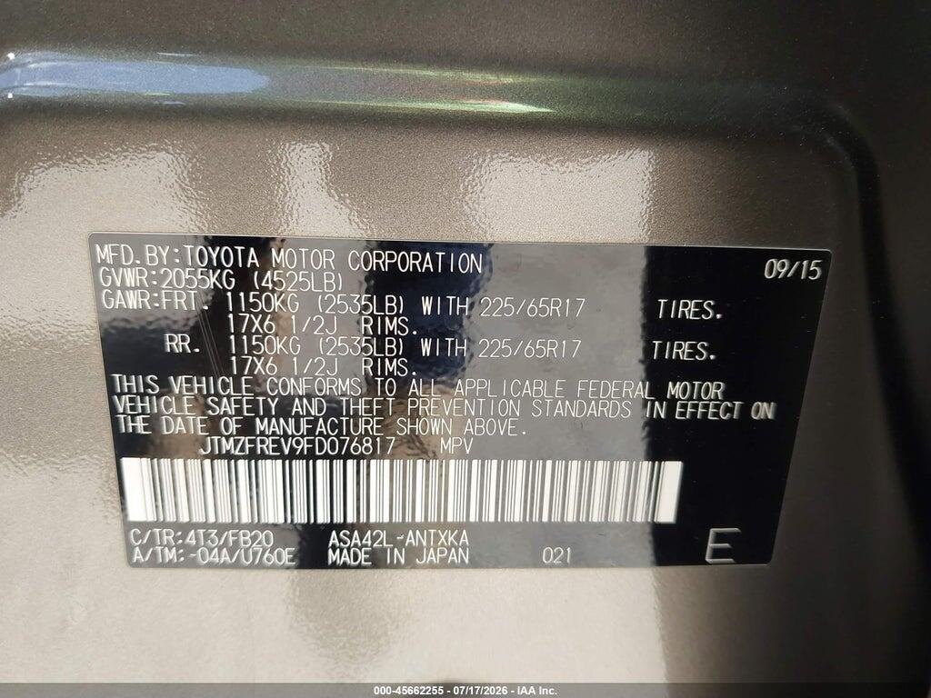 JTMZFREV9FD076817 2015 TOYOTA RAV4 photo no. 9