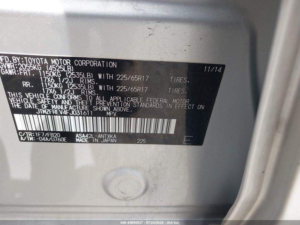 JTMZFREV4FJ031611 2015 TOYOTA RAV4 photo no. 9