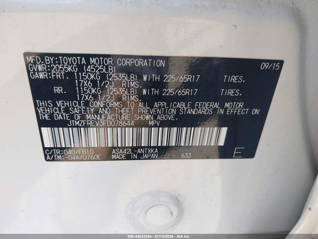 JTMZFREV3FD078644 2015 TOYOTA RAV4 photo no. 9