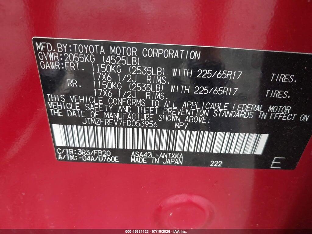 JTMZFREV7FD053956 2015 TOYOTA RAV4 photo no. 9