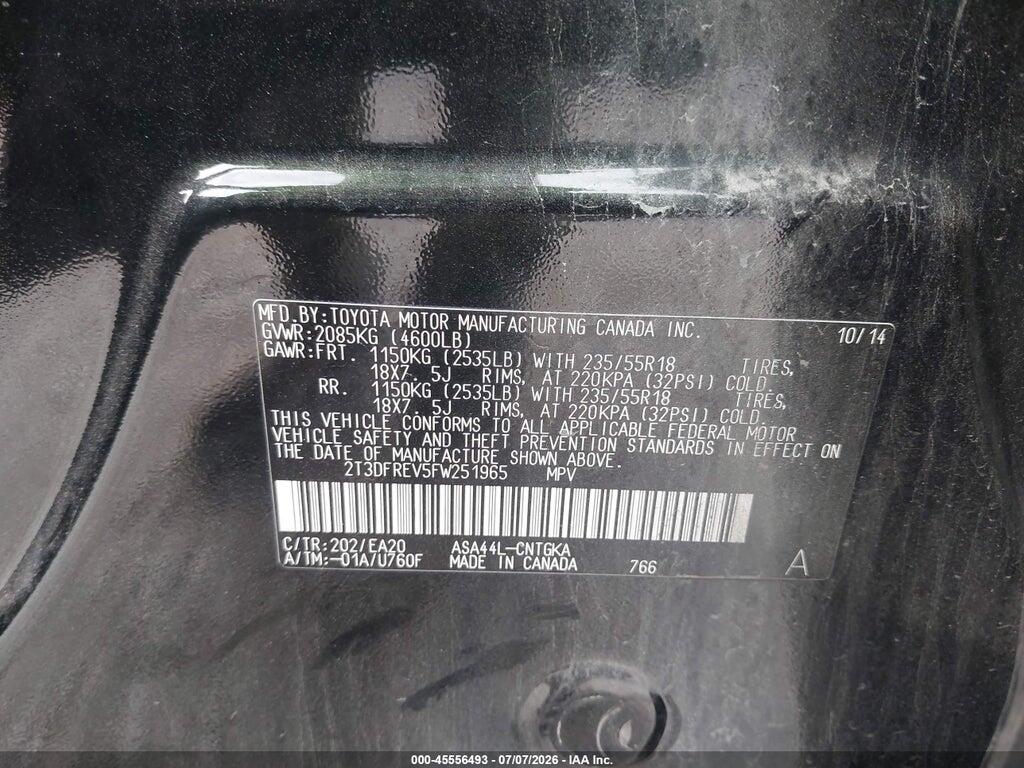 2T3DFREV5FW251965 2015 TOYOTA RAV4 photo no. 9
