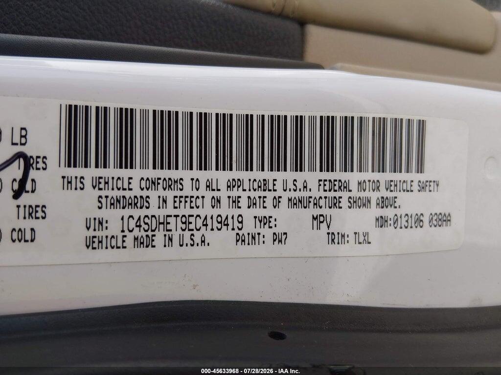1C4SDHET9EC419419 2014 DODGE DURANGO photo no. 9