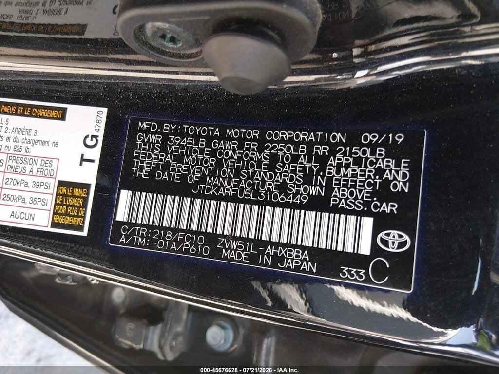 JTDKARFU5L3106449 2020 TOYOTA PRIUS photo no. 9