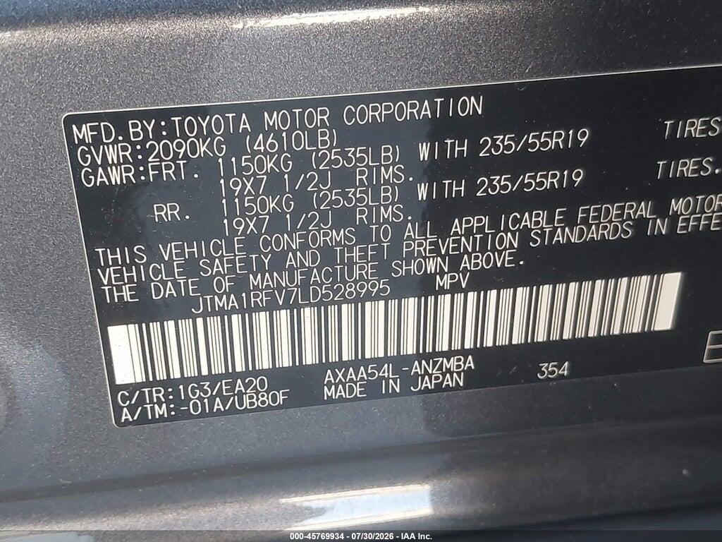 JTMA1RFV7LD528995 2020 TOYOTA RAV4 photo no. 9