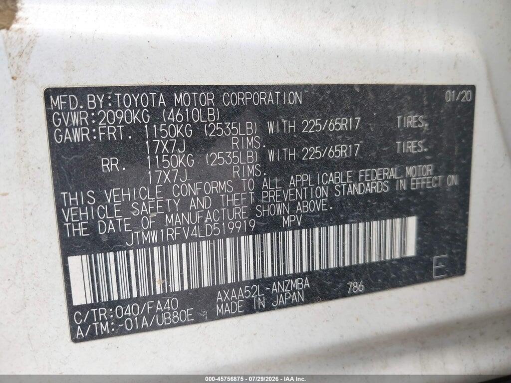 JTMW1RFV4LD519919 2020 TOYOTA RAV4 photo no. 9