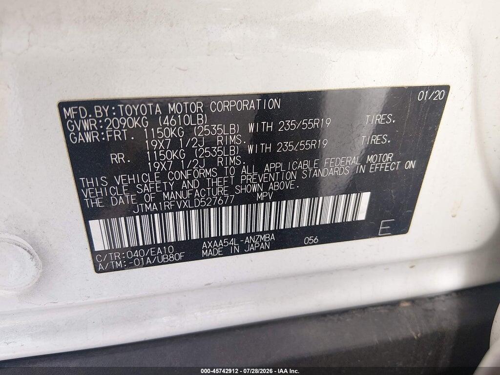 JTMA1RFVXLD527677 2020 TOYOTA RAV4 photo no. 9