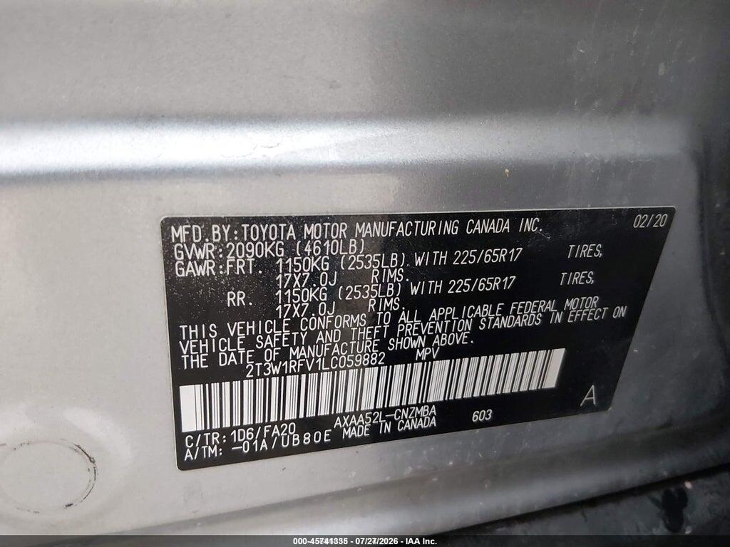 2T3W1RFV1LC059882 2020 TOYOTA RAV4 photo no. 9
