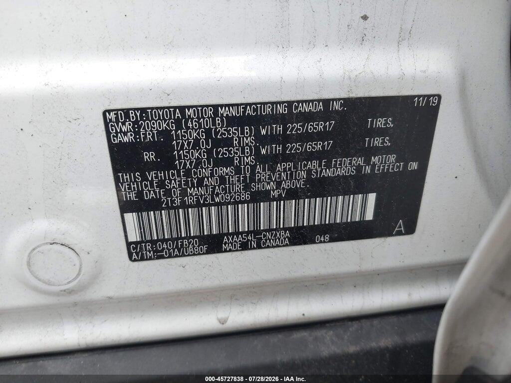 2T3F1RFV3LW092686 2020 TOYOTA RAV4 photo no. 9