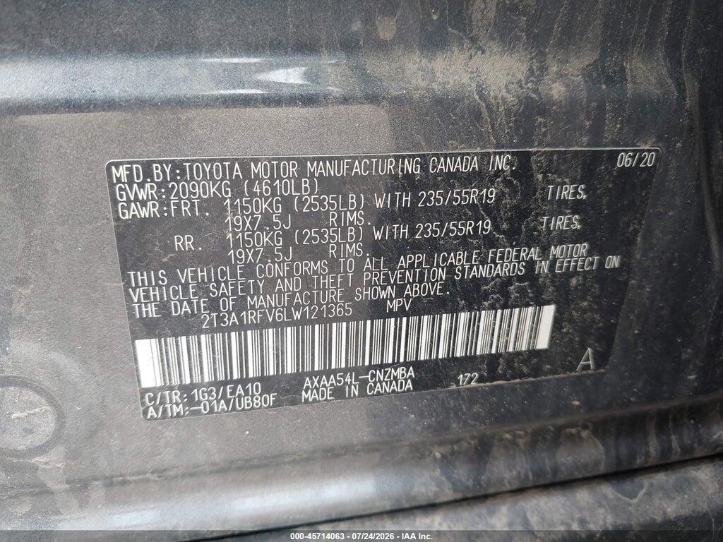 2T3A1RFV6LW121365 2020 TOYOTA RAV4 photo no. 9