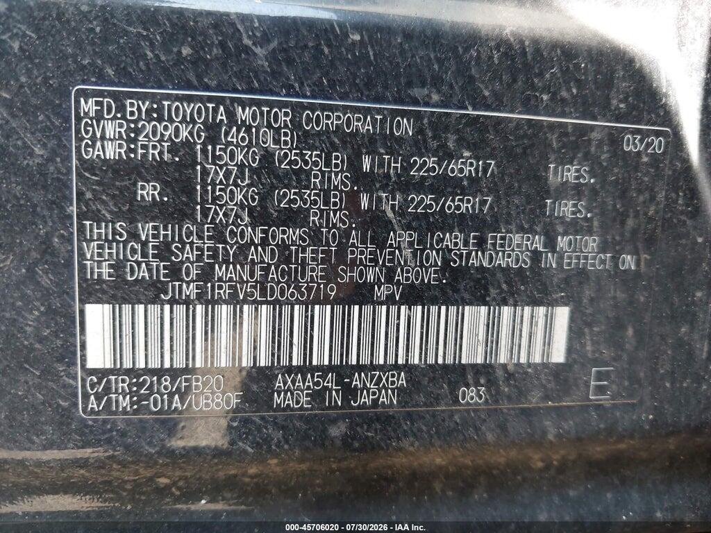 JTMF1RFV5LD063719 2020 TOYOTA RAV4 photo no. 9