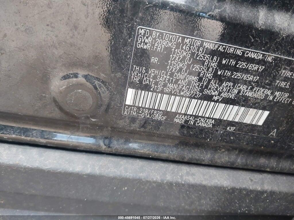 2T3F1RFV2LW087737 2020 TOYOTA RAV4 photo no. 9