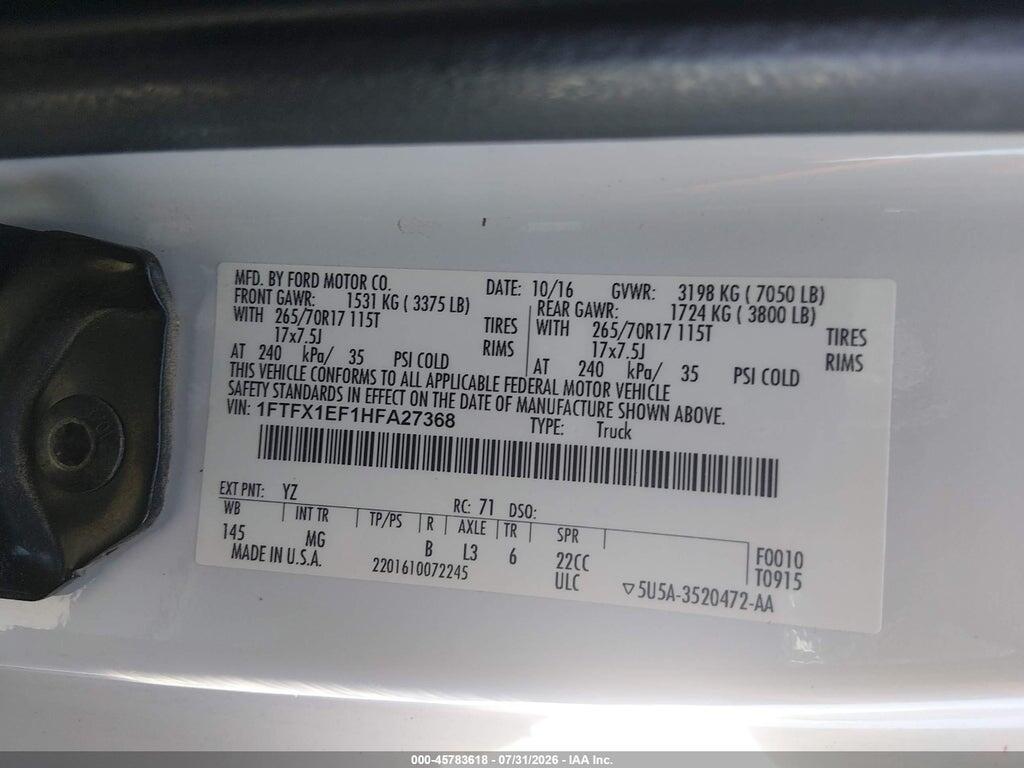 1FTFX1EF1HFA27368 2017 FORD F-150 photo no. 9
