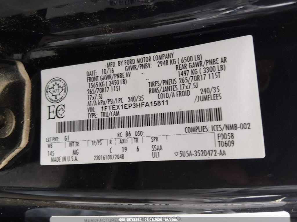 1FTEX1EP3HFA15811 2017 FORD F-150 photo no. 9