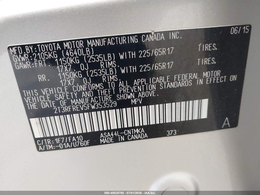 2T3RFREV5FW353529 2015 TOYOTA RAV4 photo no. 9