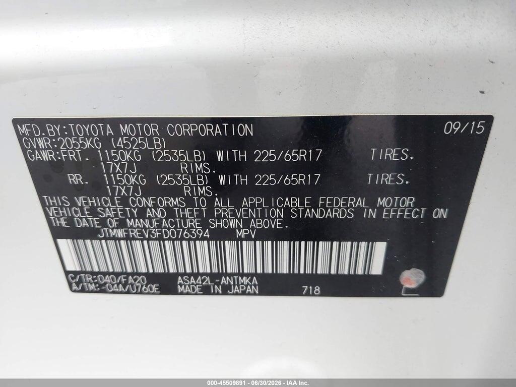 JTMWFREV3FD076394 2015 TOYOTA RAV4 photo no. 9