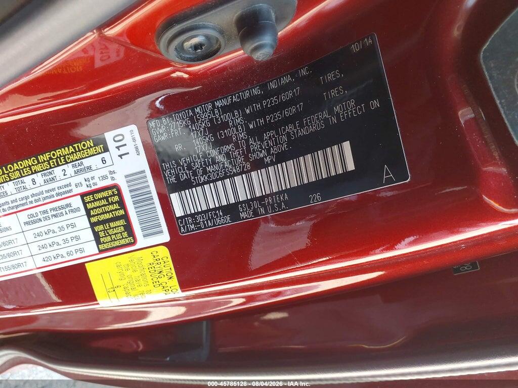5TDKK3DC6FS548728 2015 TOYOTA SIENNA photo no. 9