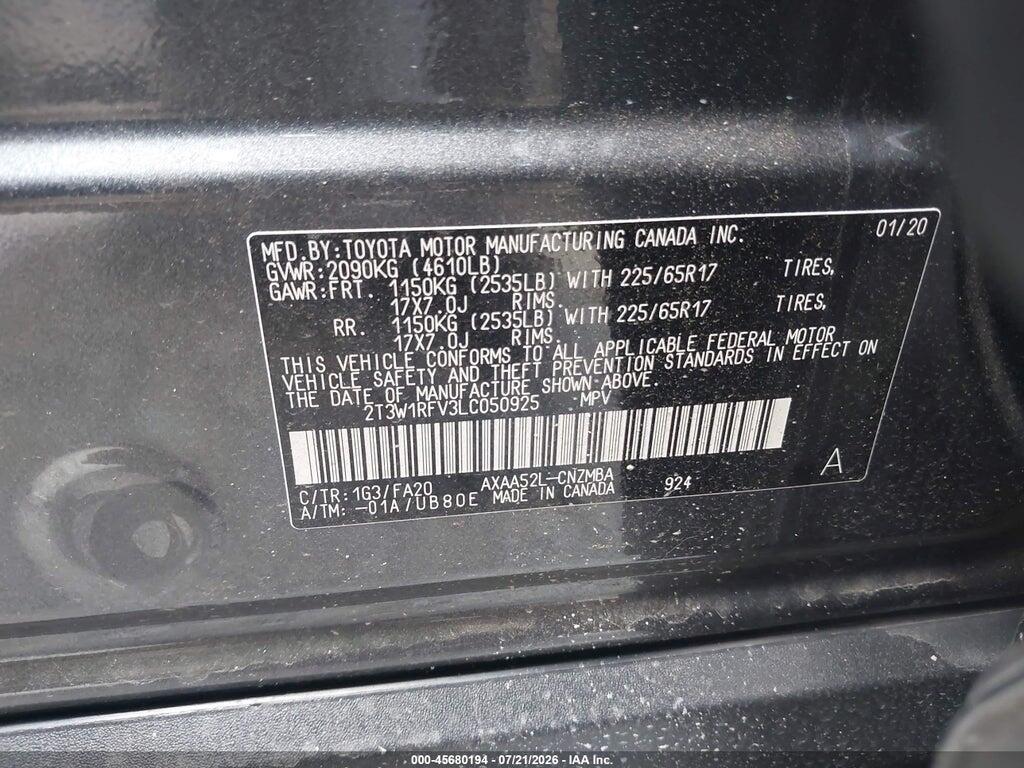 2T3W1RFV3LC050925 2020 TOYOTA RAV4 photo no. 9