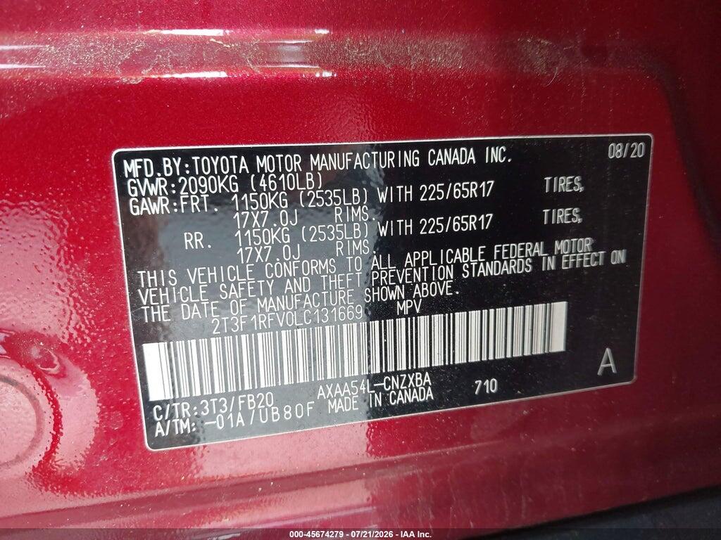 2T3F1RFV0LC131669 2020 TOYOTA RAV4 photo no. 9