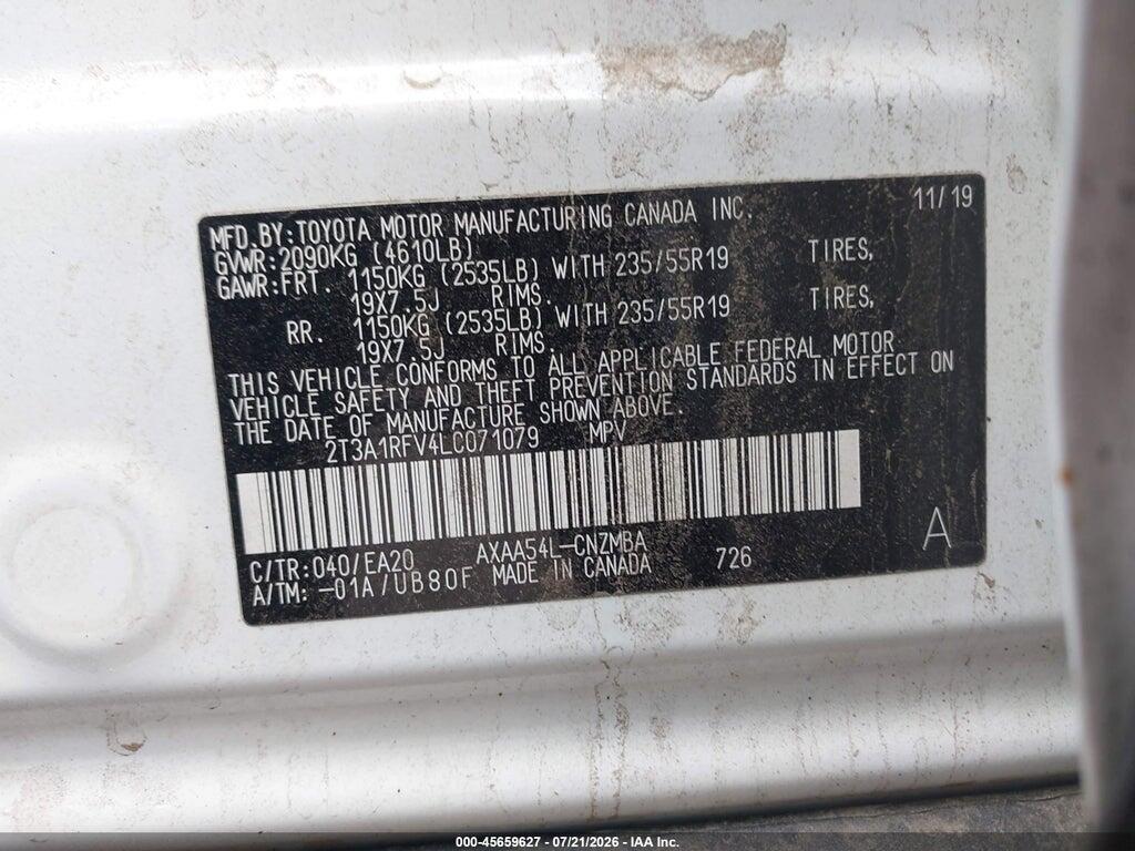 2T3A1RFV4LC071079 2020 TOYOTA RAV4 photo no. 7