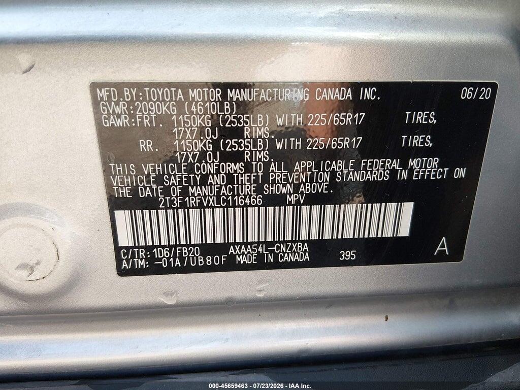 2T3F1RFVXLC116466 2020 TOYOTA RAV4 photo no. 9
