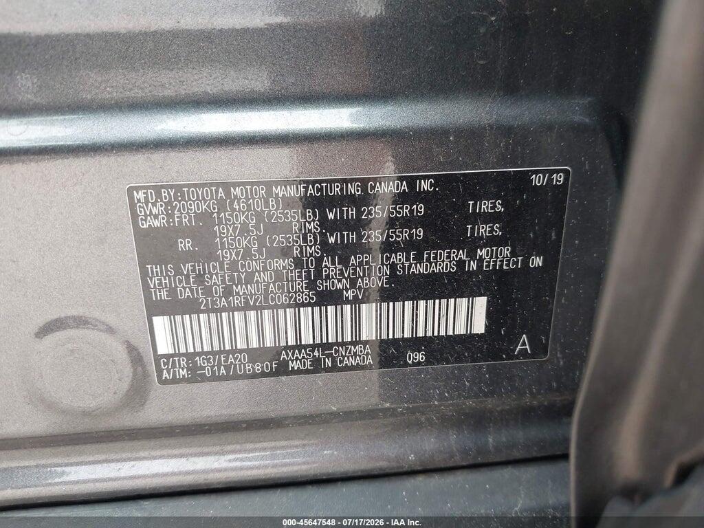 2T3A1RFV2LC062865 2020 TOYOTA RAV4 photo no. 9