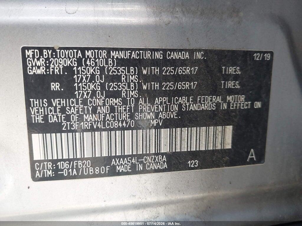 2T3F1RFV4LC084470 2020 TOYOTA RAV4 photo no. 9