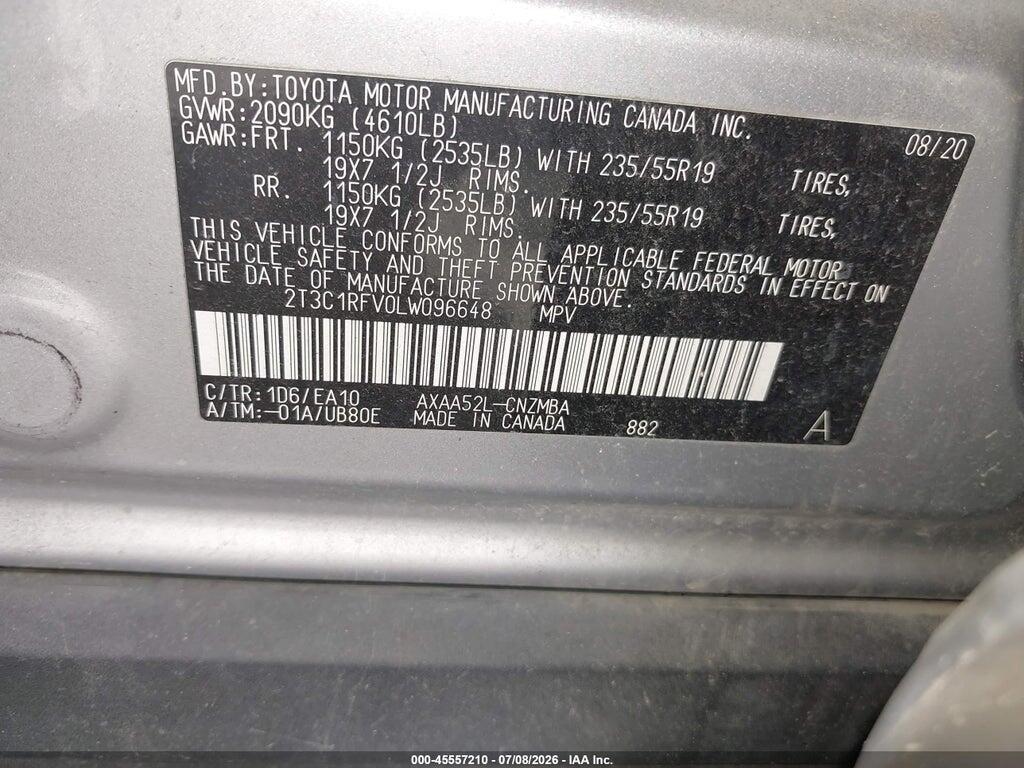 2T3C1RFV0LW096648 2020 TOYOTA RAV4 photo no. 9