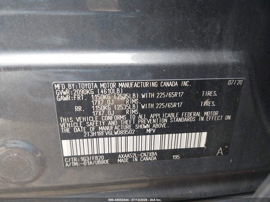 2T3H1RFV6LW089502 2020 TOYOTA RAV4 photo no. 9